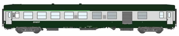 REE Modeles VB-160 - French SNCF Coach Class UIC CAR B5D garrigue green - Concrete grey, Nouille logo, Corail titleb